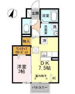 ラフィネ(1DK/1階)の間取り写真