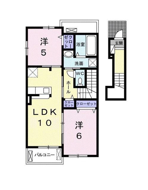 シャトレーポワリエ IV A(2LDK/2階)の間取り写真