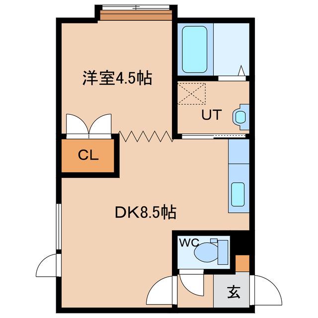 ウィステリア(1DK/1階)の間取り写真
