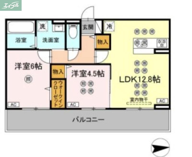 トリシア上中野(2LDK/3階)の間取り写真
