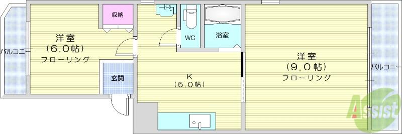 パレルミール(2K/3階)の間取り写真