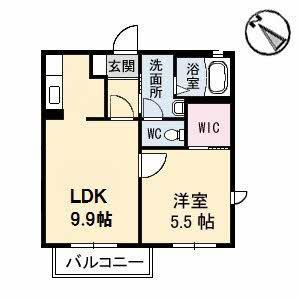 ソレイユ(1LDK/2階)の間取り写真