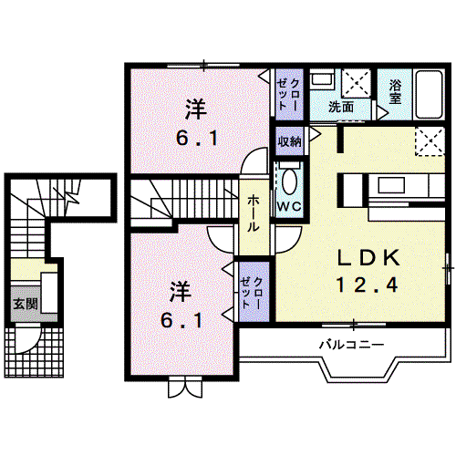 レジデンス・丸栖I(2LDK/2階)の間取り写真