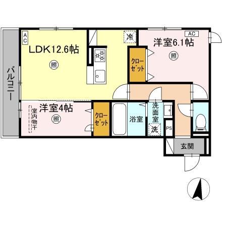 PREMILIFE石垣西(2LDK/2階)の間取り写真