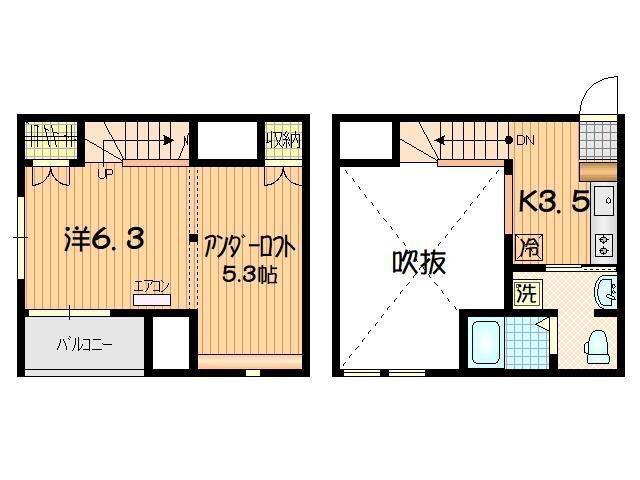 エール月が丘(1K/2階)の間取り写真