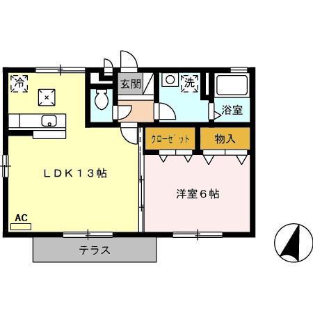 セゾングランモアII(1LDK/1階)の間取り写真