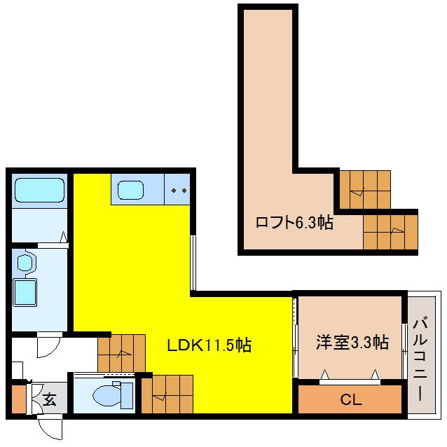 N51APARTMENT大垣II(1LDK/1階)の間取り写真