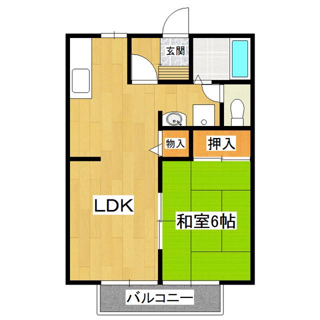 グリーンウッドA(1LDK/1階)の間取り写真