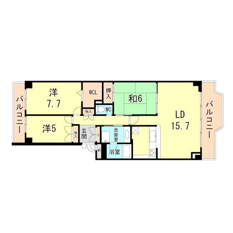 須磨パークヒルズA(3LDK/12階)の間取り写真