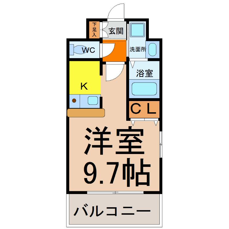 ライジングコート名古屋駅前東(ワンルーム/3階)の間取り写真