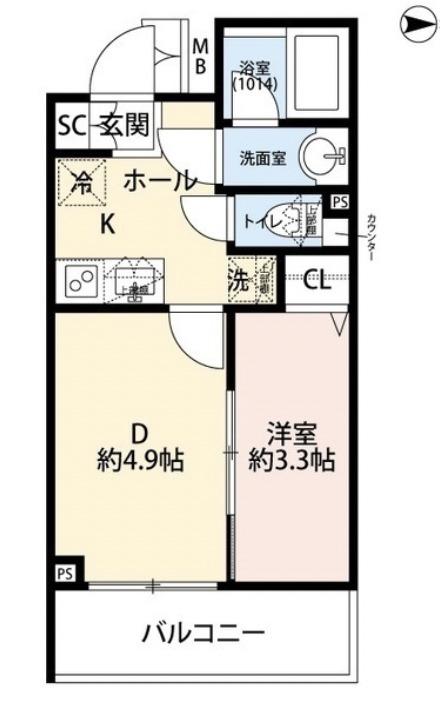 プレール・ドゥーク赤塚(1DK/2階)の間取り写真