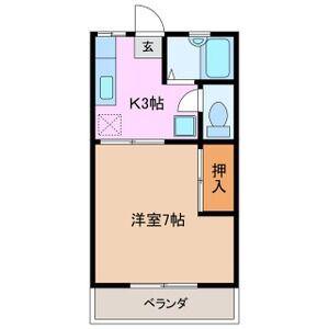 アクティブシティC(1K/2階)の間取り写真