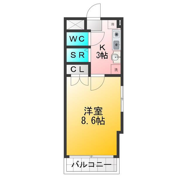 ドマーニ(ワンルーム/2階)の間取り写真