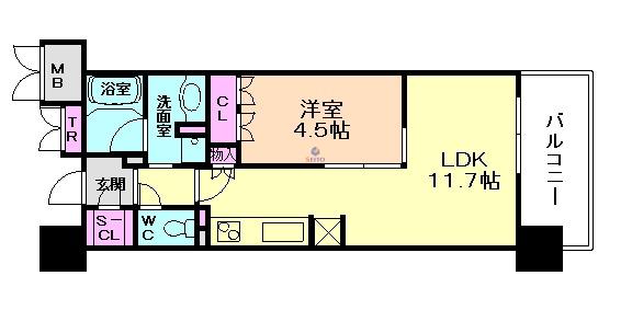 ブランズ大阪福島(1LDK/3階)の間取り写真