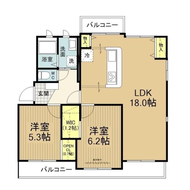 マンション北斗星(2LDK/2階)の間取り写真