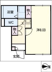 レオネクスト元八事(1K/1階)の間取り写真