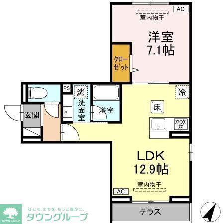 フラクタス南林間(1LDK/1階)の間取り写真