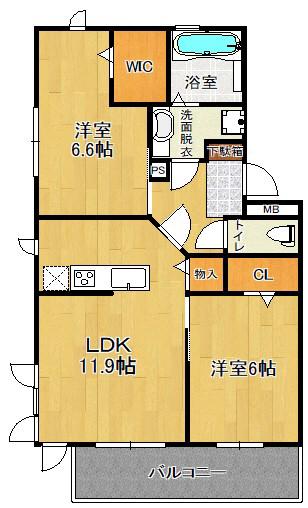 グランテラス東佐賀(2LDK/2階)の間取り写真