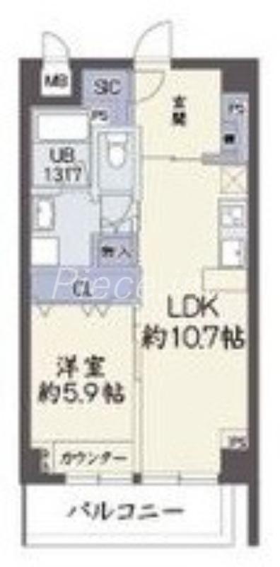 グランフォルテ田川(1LDK/3階)の間取り写真
