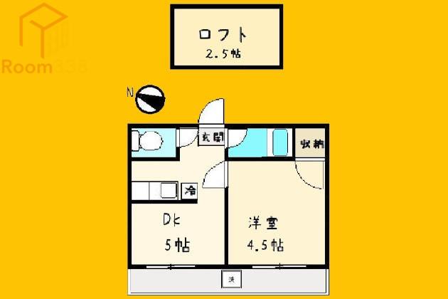 エレガンス上高田(1DK/2階)の間取り写真