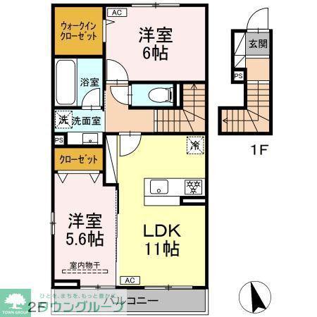 レジデンスK(2LDK/2階)の間取り写真