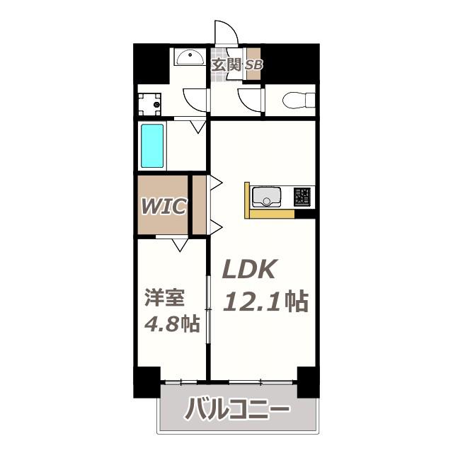 パーフェクトライフ真法院(1LDK/6階)の間取り写真