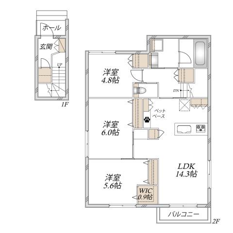 HEBEL MAISON DUO(3LDK/2階)の間取り写真