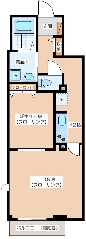 グレイスコート赤堤(1LDK/4階)の間取り写真