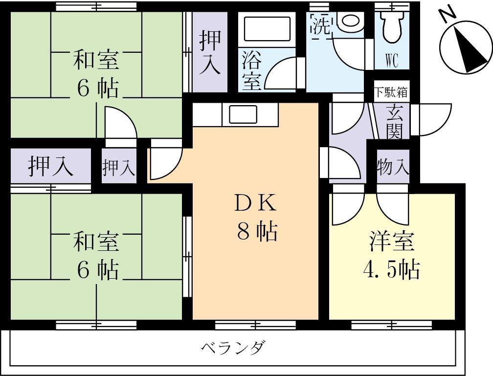 コスモスイトウ(3DK/2階)の間取り写真