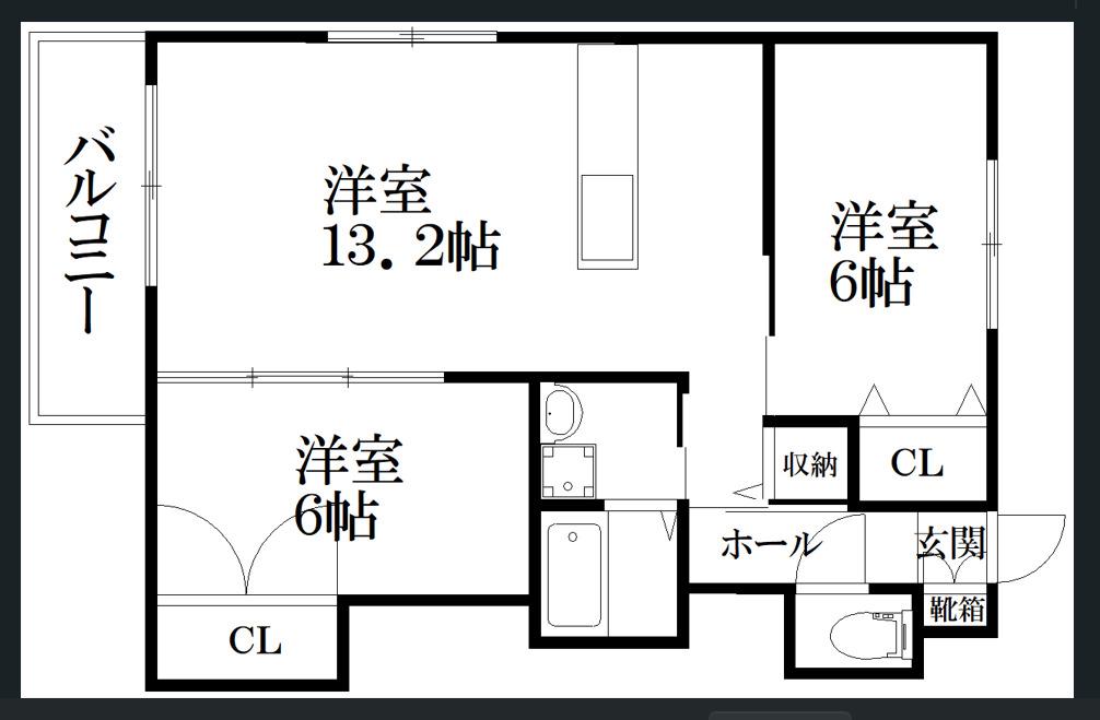 アドバンテイジ柚須東A(2LDK/1階)の間取り写真