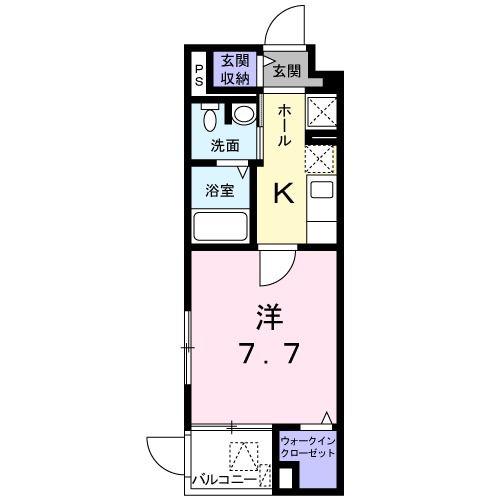 ルミエール長岡京(1K/1階)の間取り写真