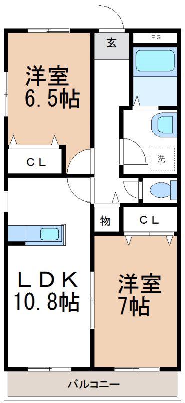 あいなむ18(2LDK/1階)の間取り写真