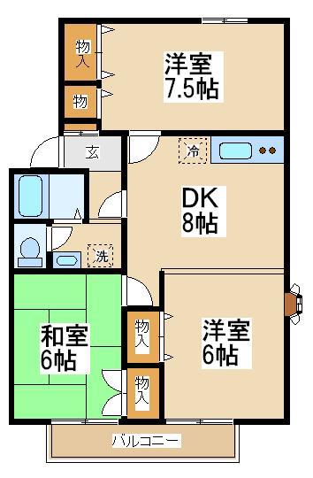 エトワールS(3DK/2階)の間取り写真