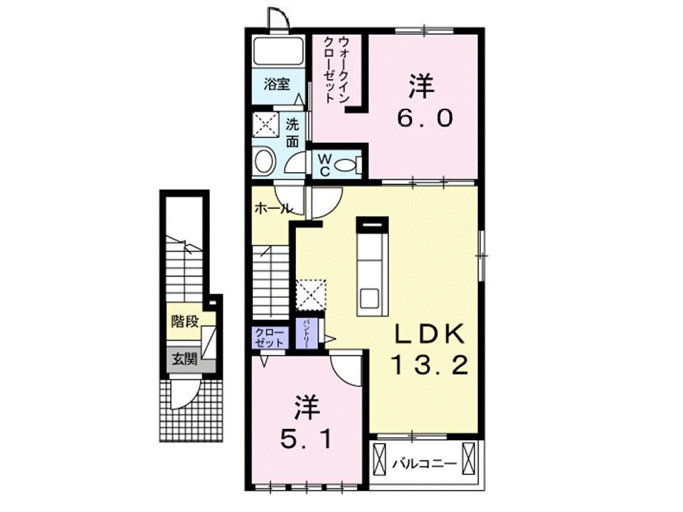 パルトカーサ6(2LDK/2階)の間取り写真