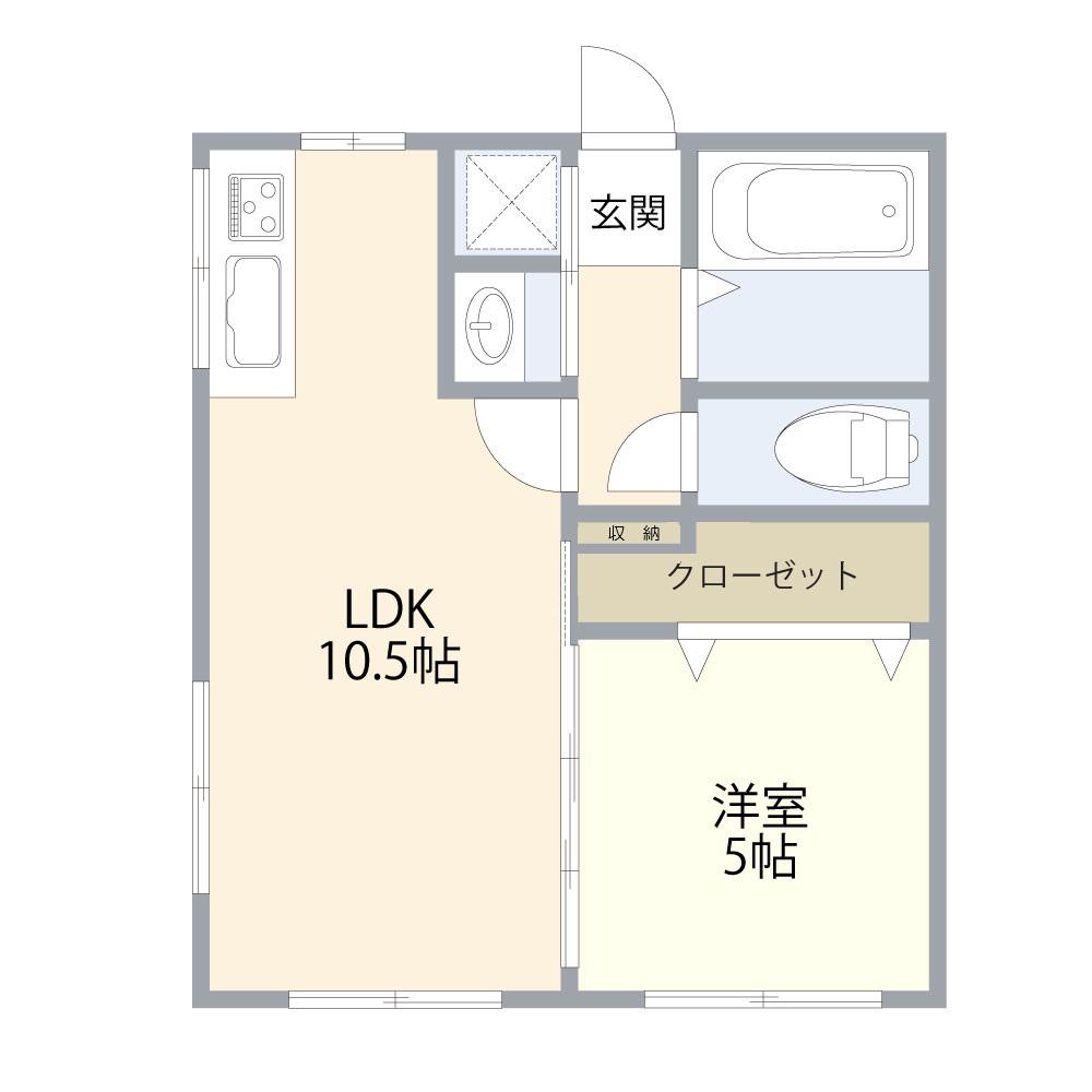 長島ハイツ(1LDK/1階)の間取り写真