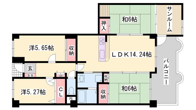 シャトゥ・ブランシェ(4LDK/8階)の間取り写真