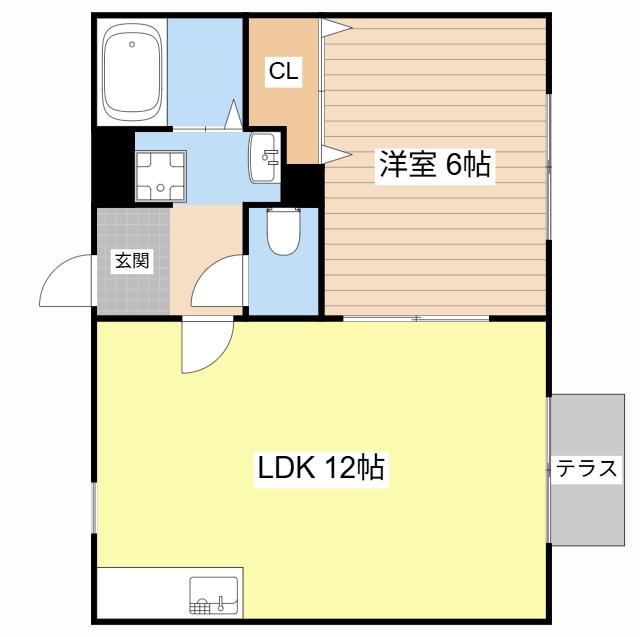 ポイントスクエア(1LDK/1階)の間取り写真