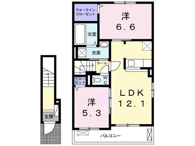 メゾンリヴィエールA(2LDK/2階)の間取り写真