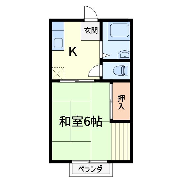 ハイツ山川(1DK/2階)の間取り写真