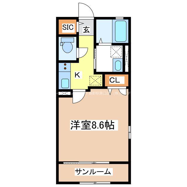 アテンションハイム三輪(1K/2階)の間取り写真