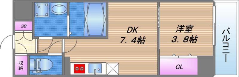 CITY PAL CREST TANIMACHI(1DK/7階)の間取り写真