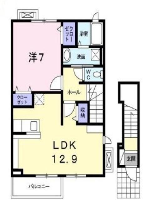プリムローズII(1LDK/2階)の間取り写真