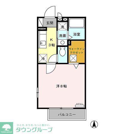 ローズベリーB(1K/1階)の間取り写真