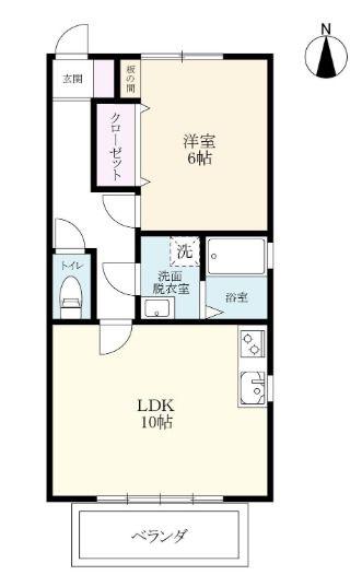 レジデンス城内(1LDK/2階)の間取り写真
