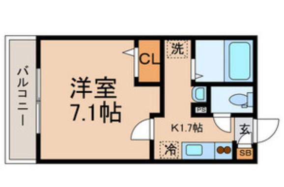 ヴェルデストゥーディオ(1K/1階)の間取り写真
