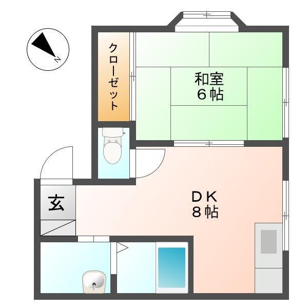 北浅井ハイツ(1DK/2階)の間取り写真