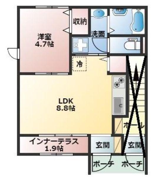 グランフェリス(1LDK/1階)の間取り写真