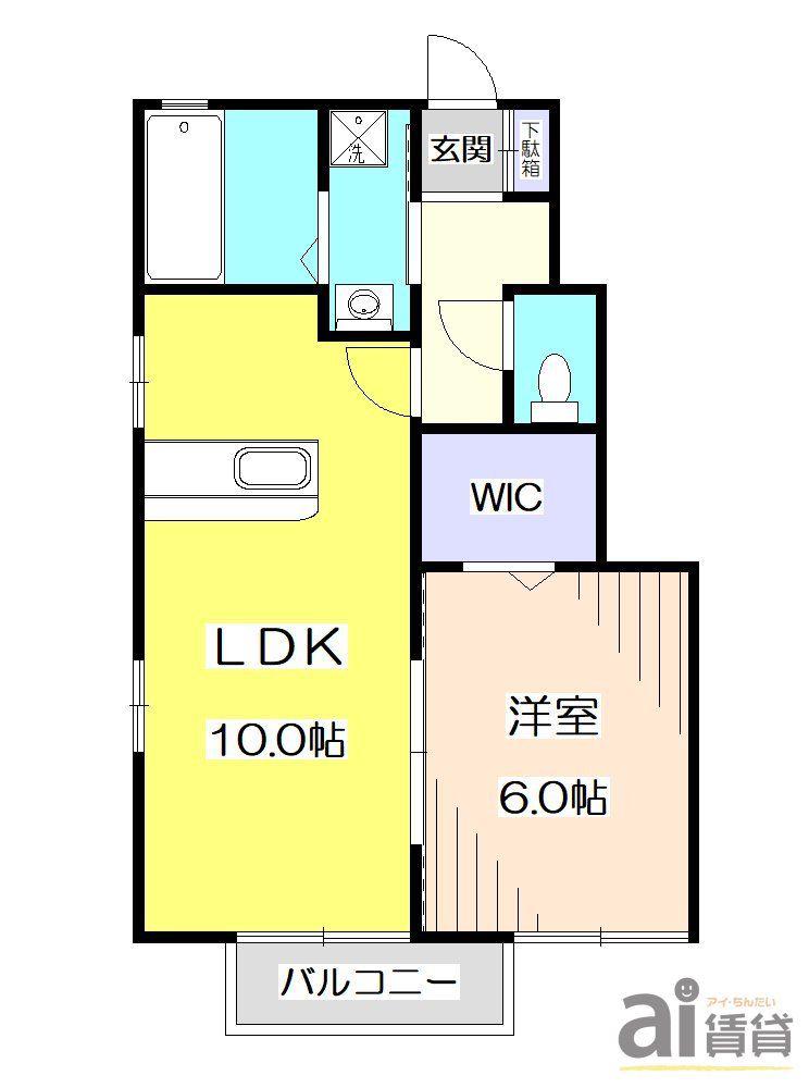 サンモール北入曽C棟(1LDK/1階)の間取り写真
