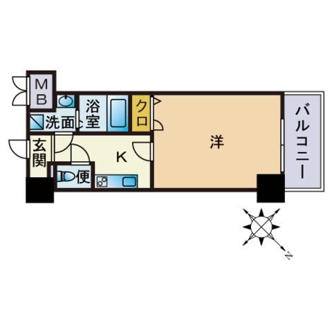 エンクレスト祇園(1K/6階)の間取り写真