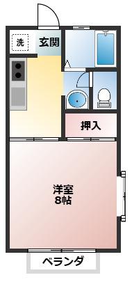 鈴木ハイツ3(1K/2階)の間取り写真